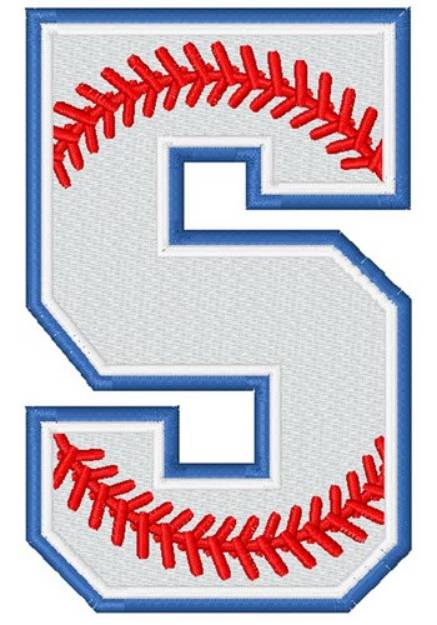 Picture of Baseball Number 5 Machine Embroidery Design