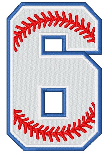 Baseball Number 6 Machine Embroidery Design