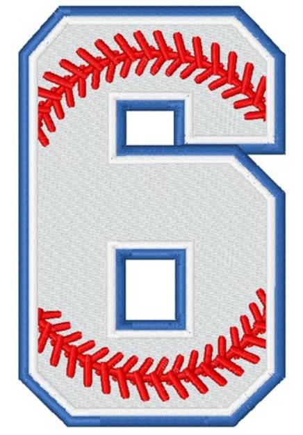 Picture of Baseball Number 6 Machine Embroidery Design
