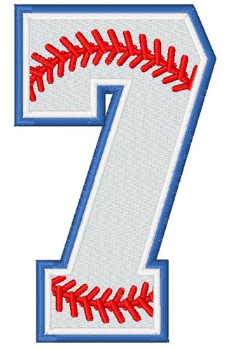Baseball Number 7 Machine Embroidery Design