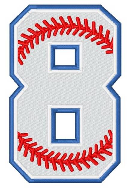 Picture of Baseball Number 8 Machine Embroidery Design
