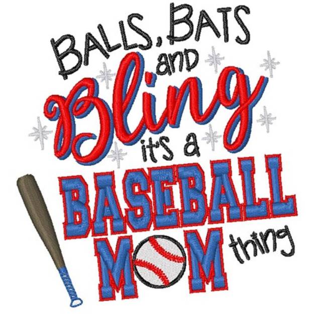 Picture of Ball, Bats & Bling Machine Embroidery Design