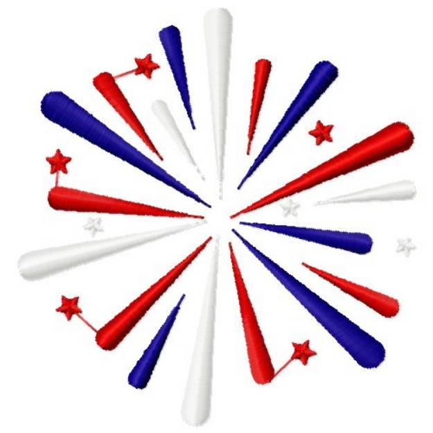 Picture of Patriotic Fireworks Burst Machine Embroidery Design