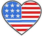 Picture of Police American Flag Heart Machine Embroidery Design