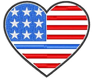 Picture of Police American Flag Heart Machine Embroidery Design