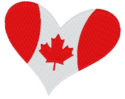 Canada Flag Heart Machine Embroidery Design