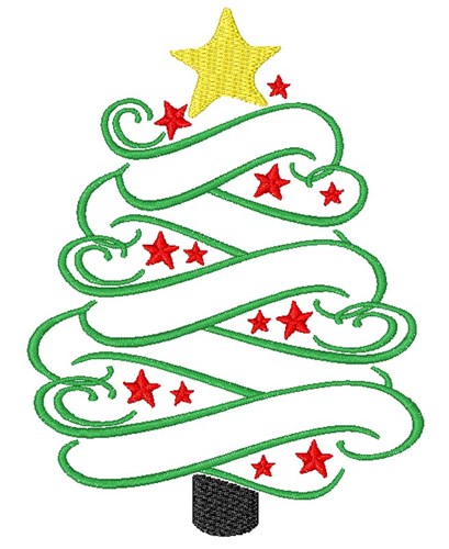 Swirling Christmas Tree Machine Embroidery Design