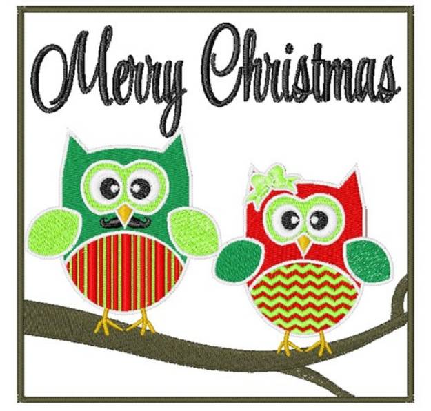 Picture of Merry Christmas Owls Machine Embroidery Design