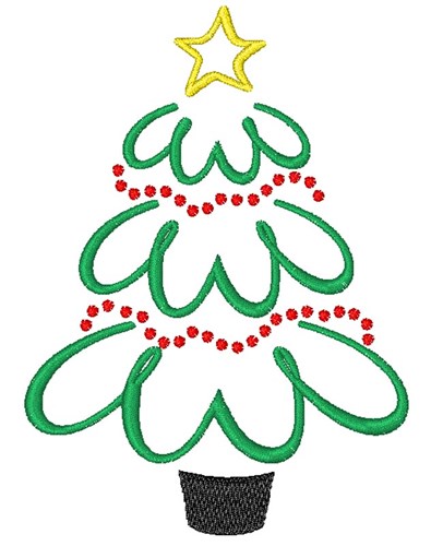 Christmas Tree Outline Machine Embroidery Design