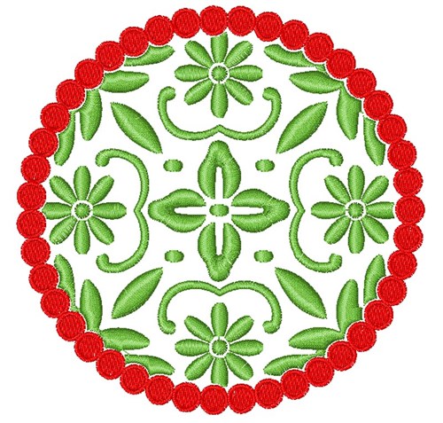 Floral Christmas Circle Machine Embroidery Design