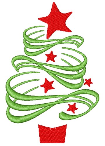 Swirly Christmas Tree Machine Embroidery Design