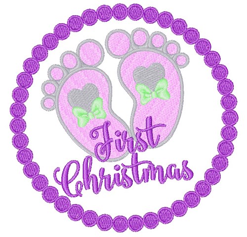 Girl's First Christmas Machine Embroidery Design