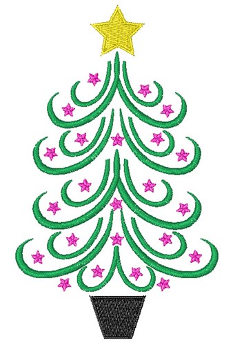 Curly Christmas Tree Machine Embroidery Design