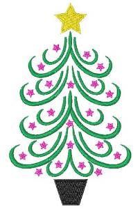 Picture of Curly Christmas Tree Machine Embroidery Design