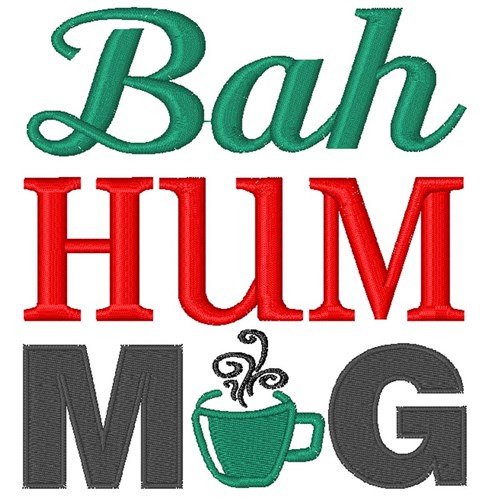 Bah Hum Mug Machine Embroidery Design