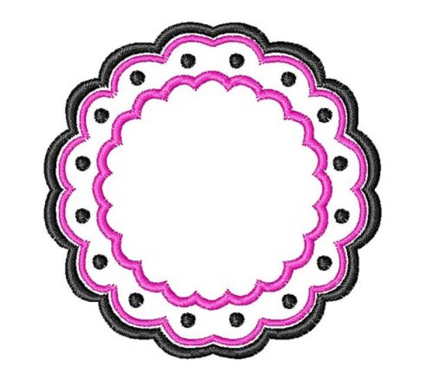 Picture of Scalloped Circle Frame Machine Embroidery Design