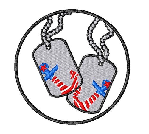 Anchor Dog Tag Machine Embroidery Design