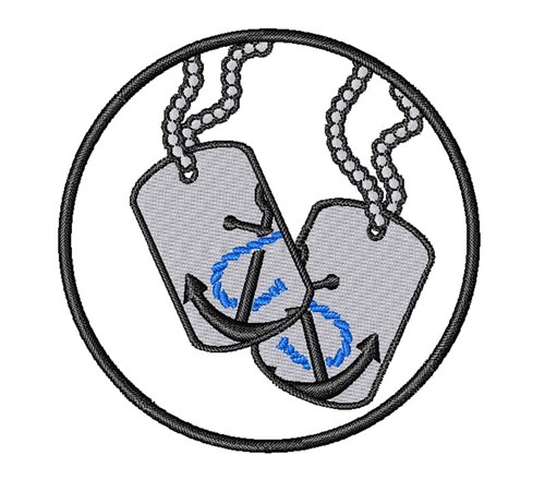 Anchor Dog Tags Machine Embroidery Design