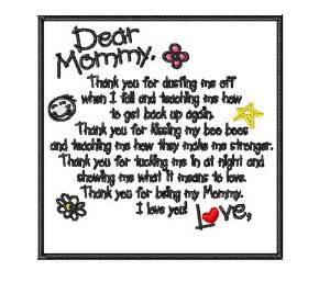 Picture of Dear Mommy Machine Embroidery Design