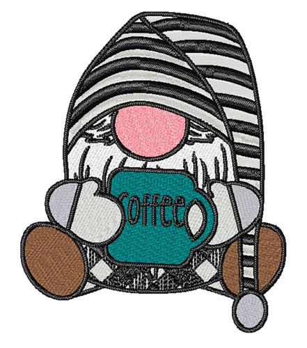 Coffee Gnome Machine Embroidery Design