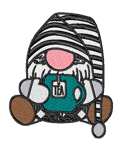 Tea Gnome Machine Embroidery Design