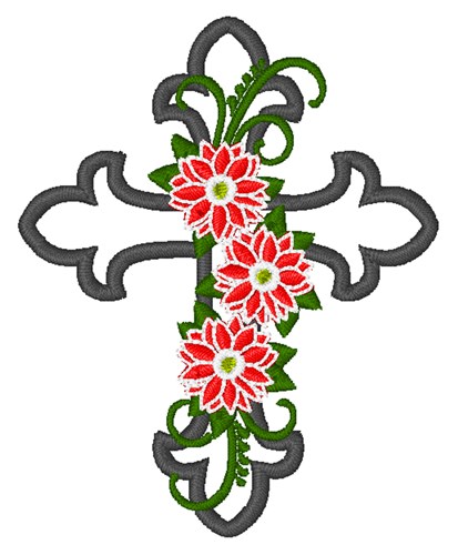 Flower Cross Machine Embroidery Design