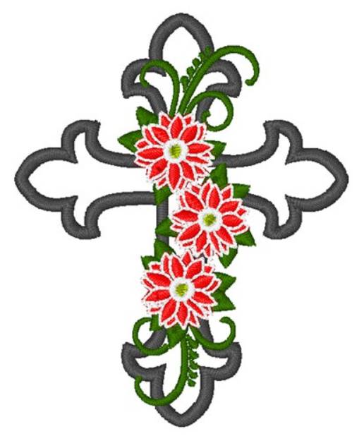 Picture of Flower Cross Machine Embroidery Design