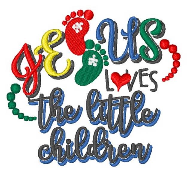 Picture of Jesus Loves Children Machine Embroidery Design