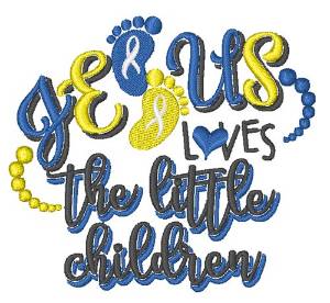 Picture of Jesus Loves Children Machine Embroidery Design