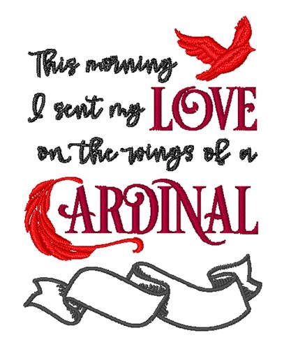 Love Cardinal Machine Embroidery Design