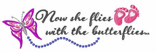 Flies With Butterflies Machine Embroidery Design