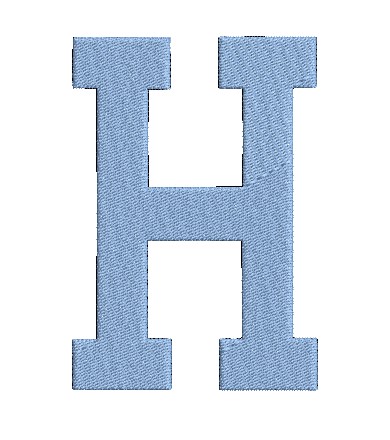 College Block Plain H Machine Embroidery Design