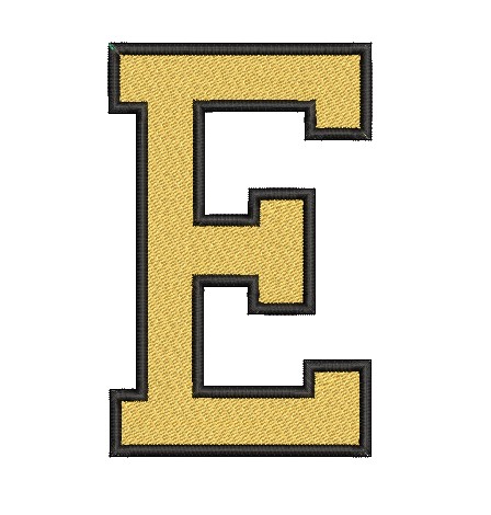 College Block Filled E Machine Embroidery Design