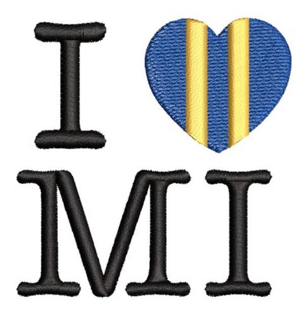 Picture of I Love Michigan Machine Embroidery Design