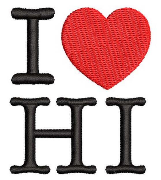 Picture of I Love Hawaii Machine Embroidery Design
