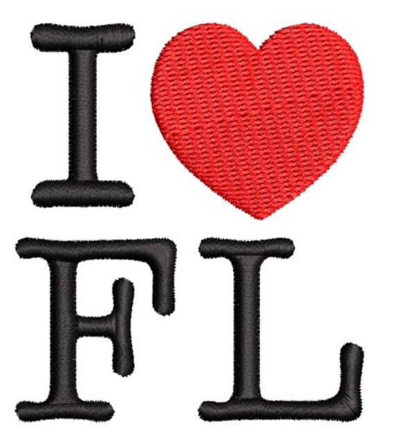 Picture of I Love Florida Machine Embroidery Design