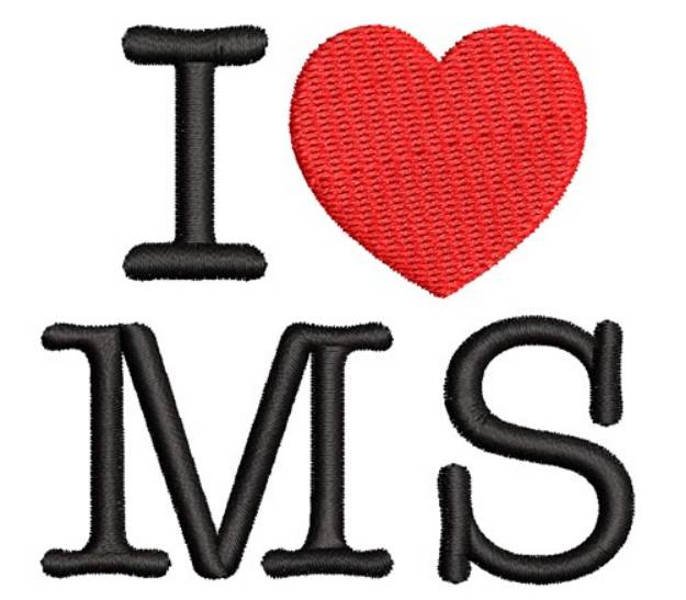 Picture of I Love MIssissippi Machine Embroidery Design