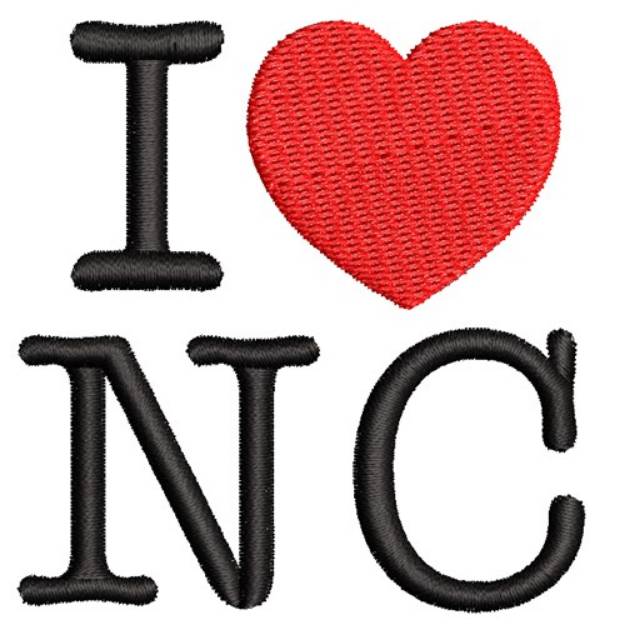 Picture of I Love North Carolina Machine Embroidery Design