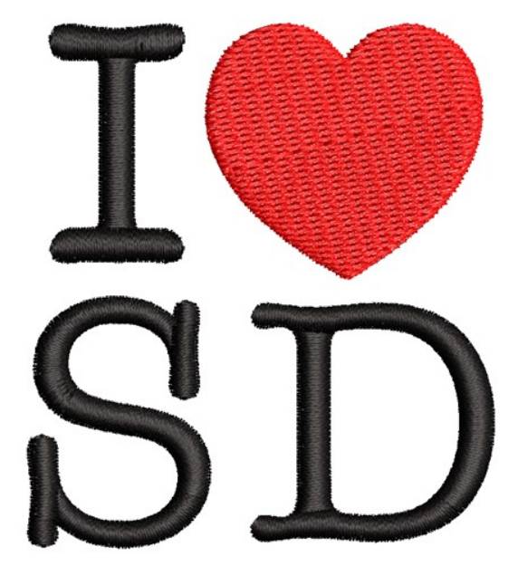 Picture of I Love South Dakota Machine Embroidery Design