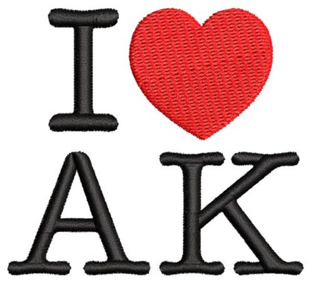 Picture of I Love Alaska Machine Embroidery Design
