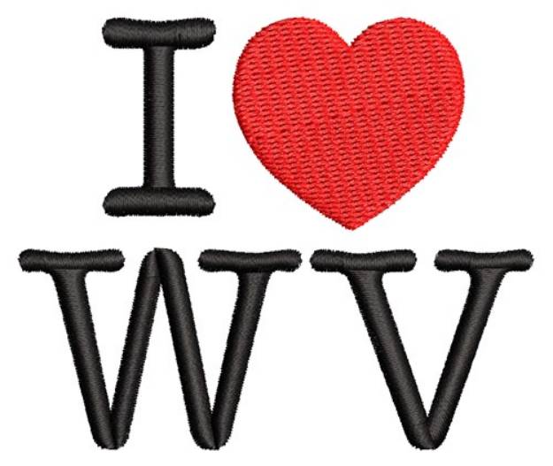 Picture of I Love West Virginia Machine Embroidery Design