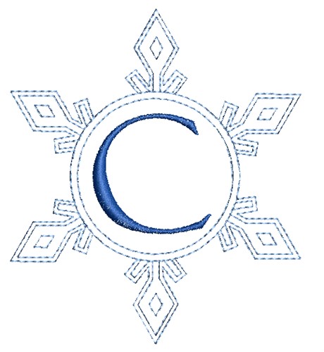 Snowflake Monogram C Machine Embroidery Design