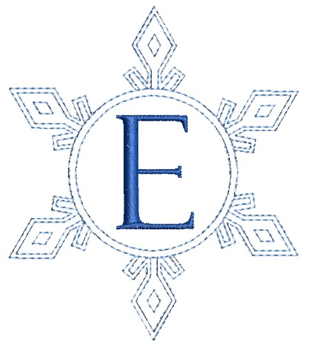 Snowflake Monogram E Machine Embroidery Design