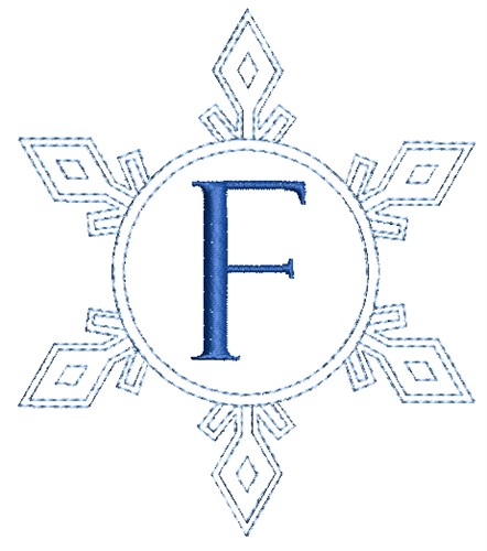 Snowflake Monogram F Machine Embroidery Design