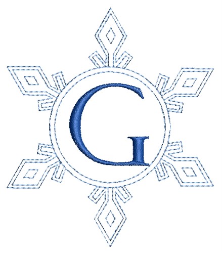 Snowflake Monogram G Machine Embroidery Design
