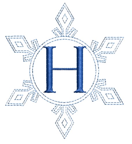 Snowflake Monogram H Machine Embroidery Design