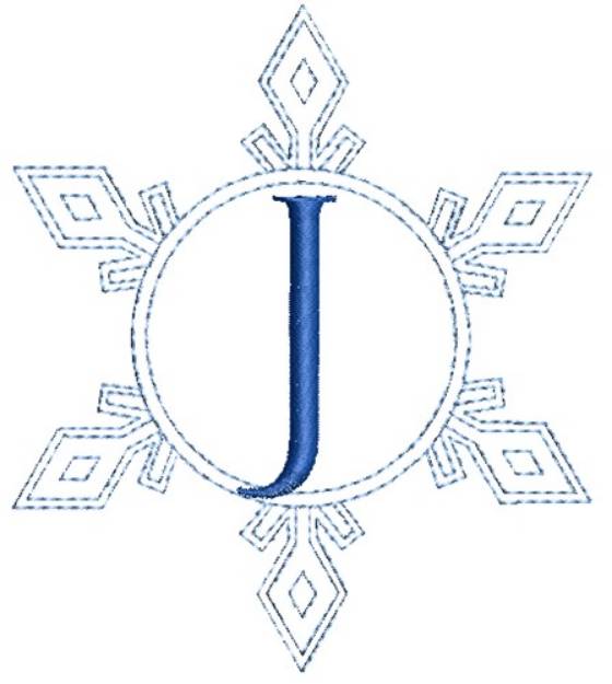 Picture of Snowflake Monogram J Machine Embroidery Design