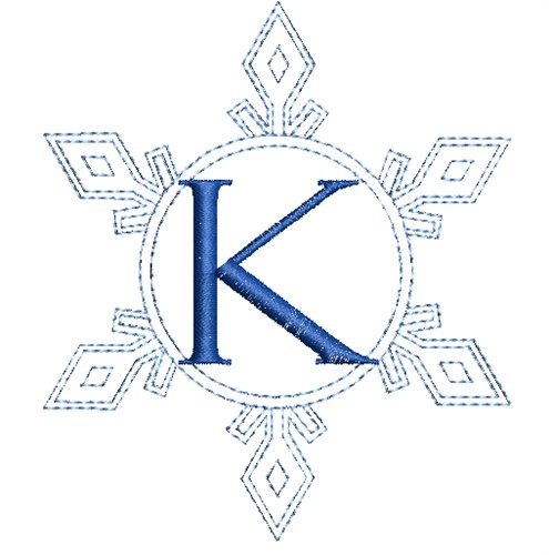 Snowflake Monogram K Machine Embroidery Design