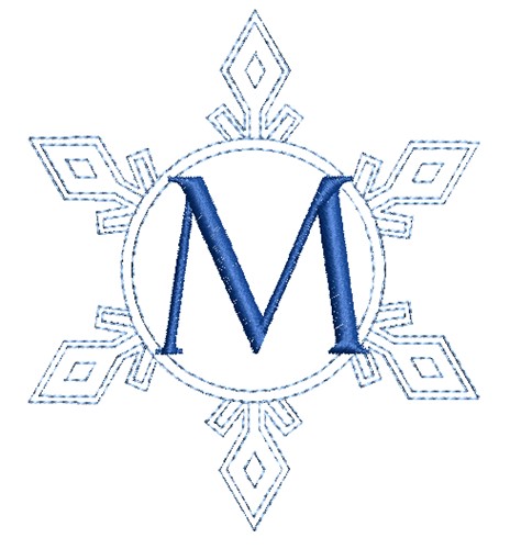 Snowflake Monogram M Machine Embroidery Design
