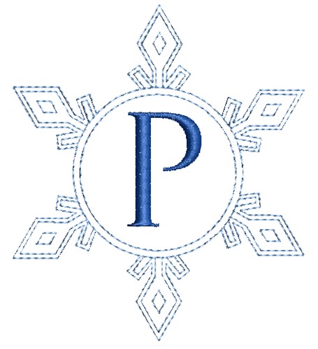Snowflake Monogram P Machine Embroidery Design